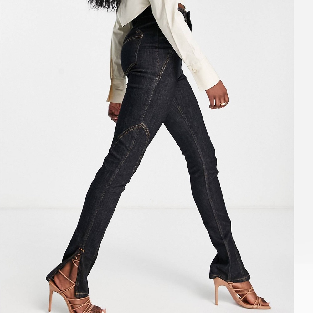 NWT Contour seamed split hem skinny jeans in dark blue